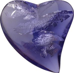 Heart Cabochons Pointed Back Crystal Glass Stone, Violet 6 With Silver (2051-St-Ag-Tw), Czech Republic