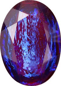 Oval Faceted Pointed Back (Doublets) Crystal Glass Stone, Violet 8 Mexico Opals (Mex-34), Czech Republic