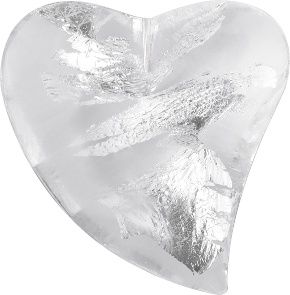 Heart Cabochons Pointed Back Crystal Glass Stone, White 3 With Silver (00030-Ag-Tw), Czech Republic