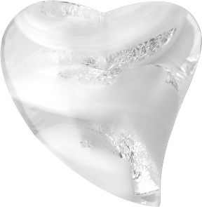 Heart Cabochons Pointed Back Crystal Glass Stone, White 3 With Silver (00030-Ag-0403-Tw), Czech Republic