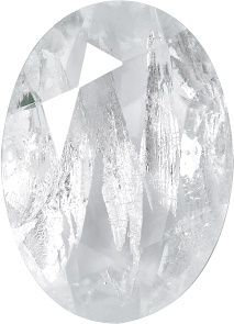 Oval Faceted Pointed Back (Doublets) Crystal Glass Stone, White 3 With Silver (00030-Ag-Tw), Czech Republic