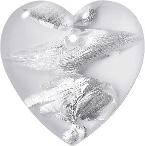 Heart Sew-On Crystal Glass Stone, White 8 With Silver (00030-Ag-Tw), Czech Republic