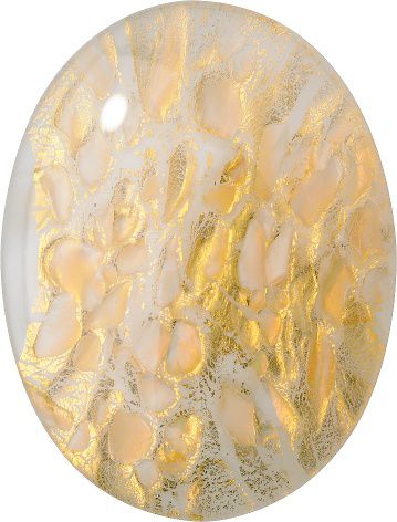 Oval Cabochons Flat Back Crystal Glass Stone, Yellow 8 With Gold (06030), Czech Republic