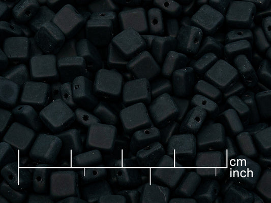 OUTLET 250g Pressed Beads, 6 x 6 mm, Black Matte (111-30477-06x06-23980-84110), Glass, Czech Republic