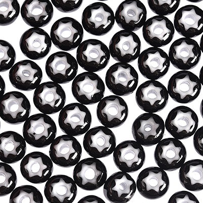 Preciosa Rocailles Seed Beads Kornelian star, black, Czech Glass