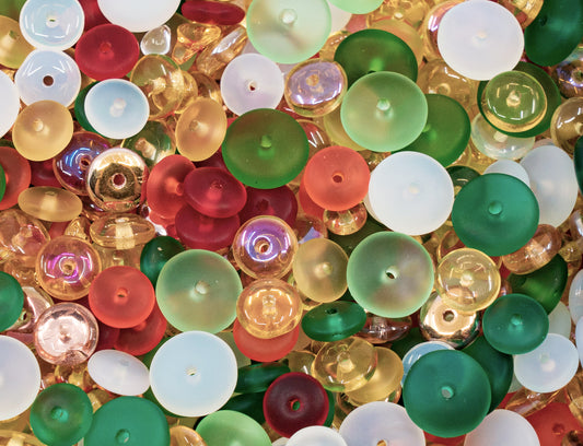 LIMITIERTER Mix aus tschechischen Glas-Spacer-Perlen, runde Space-Disc, Größen- und Farbmix, Spacer 01