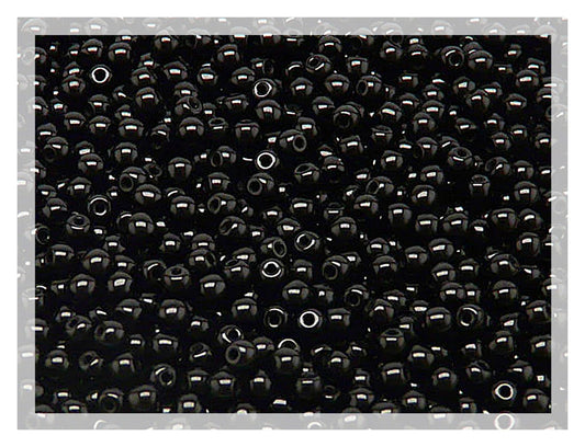 Gepresste runde Perlen, Tiefschwarz (23980), Glas, Tschechische Republik 