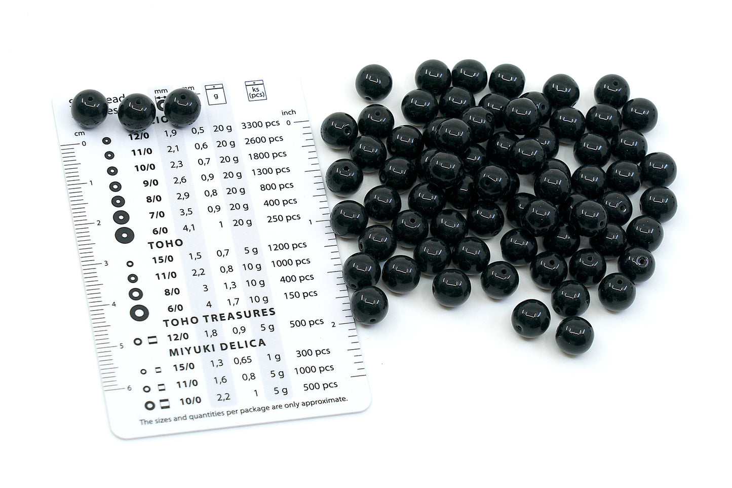 Pressed Round Beads, Jet Black (23980), Glass, Czech Republic
