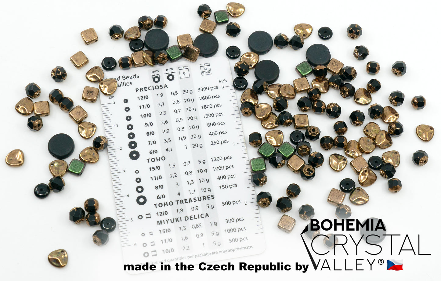 LIMITED Mix of Czech Glass Beads, Matte and Glossy, Faceted Fire Polish, Hand Made Set Kit, Black Copper