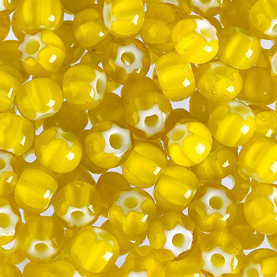 Preciosa Rocailles Perlen Kornelkirsche Stern, gelb, Tschechisches Glas