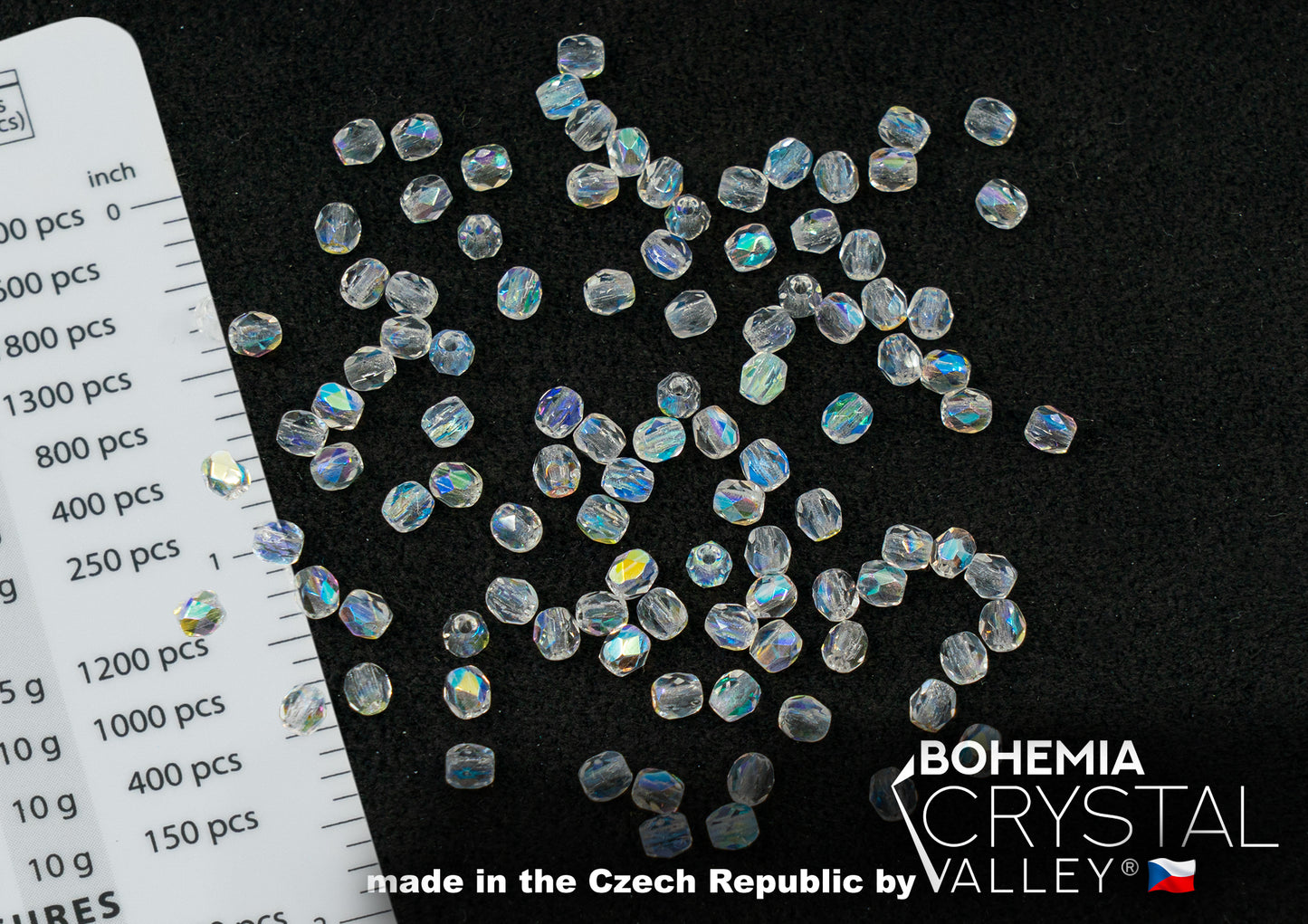 Feuerpolierte runde Perlen, Tiefschwarz (23980), Glas, Tschechische Republik 