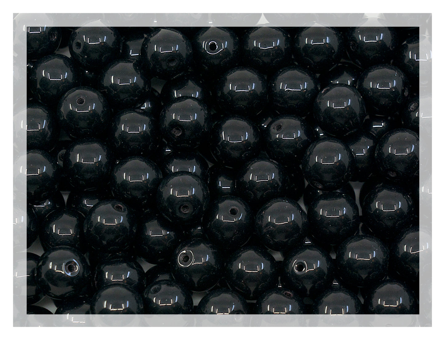 Pressed Round Beads, Jet Black (23980), Glass, Czech Republic