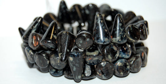 Pressed Spike Glass Beads Thorn, Black 43400 (23980 43400), Glass, Czech Republic
