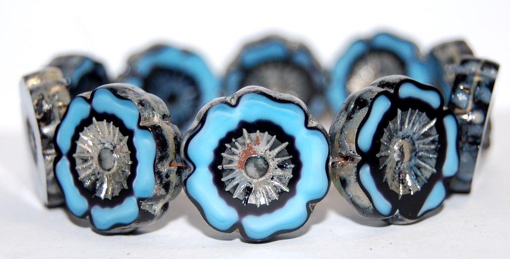 Table Cut Round Beads Hawaii Flowers, (67993 43400), Glass, Czech Republic