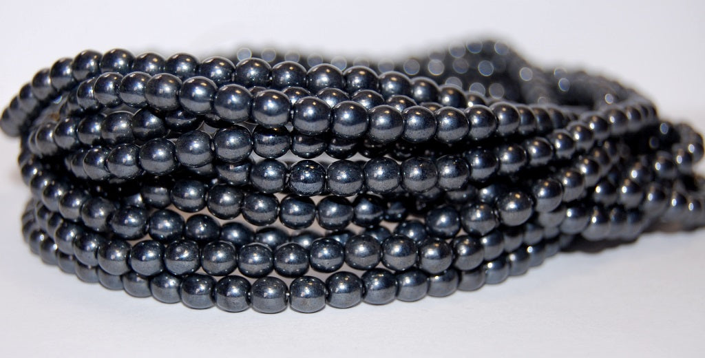 Round Pressed Glass Beads Druck,Black 14400B (23980-14400B), Glass, Czech Republic
