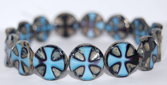 Table Cut Round Beads With Cross, (67993 43400), Glass, Czech Republic