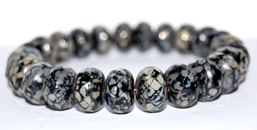 Faceted Special Cut Rondelle Fire Polished Beads, Black 43400 (23980 43400), Glass, Czech Republic