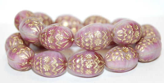 Oval Egg With Decor Pressed Glass Beads, (75000 54202), Glass, Czech Republic