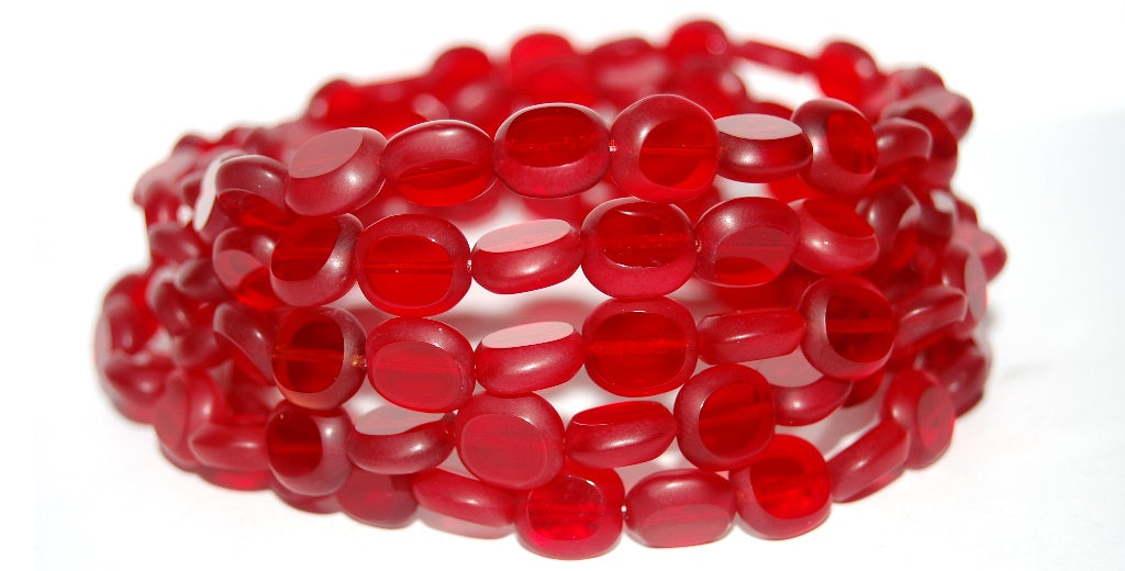 Table Cut Round Candy Beads, Mixed Colors Ruby Matte (MIX-RUBY-M), Glass, Czech Republic