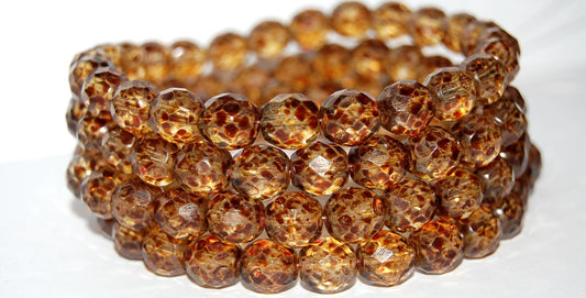 Fire Polished Round Faceted Beads, Crystal Travertin (00030-86800), Glass, Czech Republic
