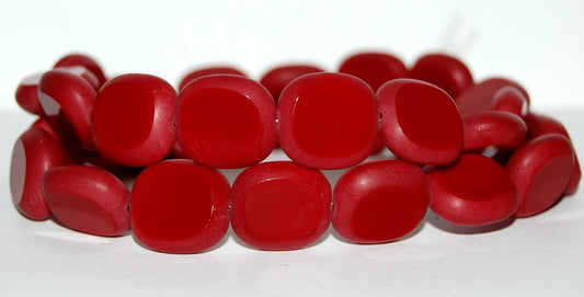 Table Cut Round Candy Beads, Opaque Red Mat (B30310-1716-93200-MAT), Glass, Czech Republic