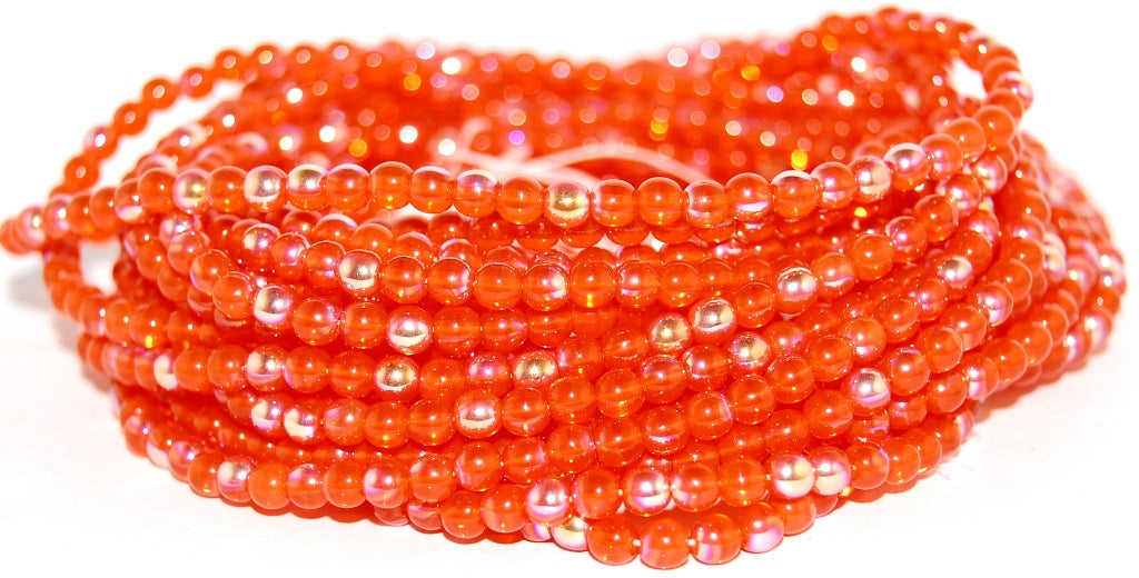 Round Pressed Glass Beads Druck, Transparent Orange Ab (90020-AB), Gla ...