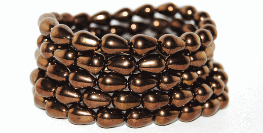 Pear Drop Pressed Glass Beads, Black Bronze (23980 14415), Glass, Czech Republic