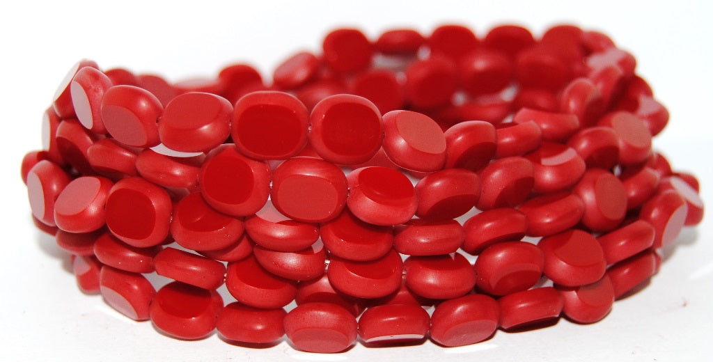 Table Cut Round Candy Beads, Opal Red (91240), Glass, Czech Republic