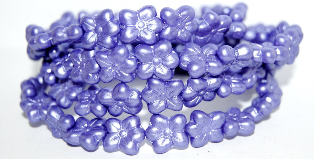 Flower Pressed Glass Beads, Pearl Lavender (70033), Glass, Czech Republic