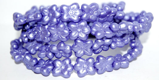 Flower Pressed Glass Beads, Pearl Lavender (70033), Glass, Czech Republic