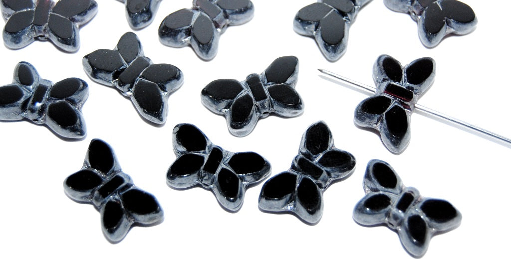 Table Cut Butterfly Beads, Black Hematite (2398020310-14400), Glass, Czech Republic