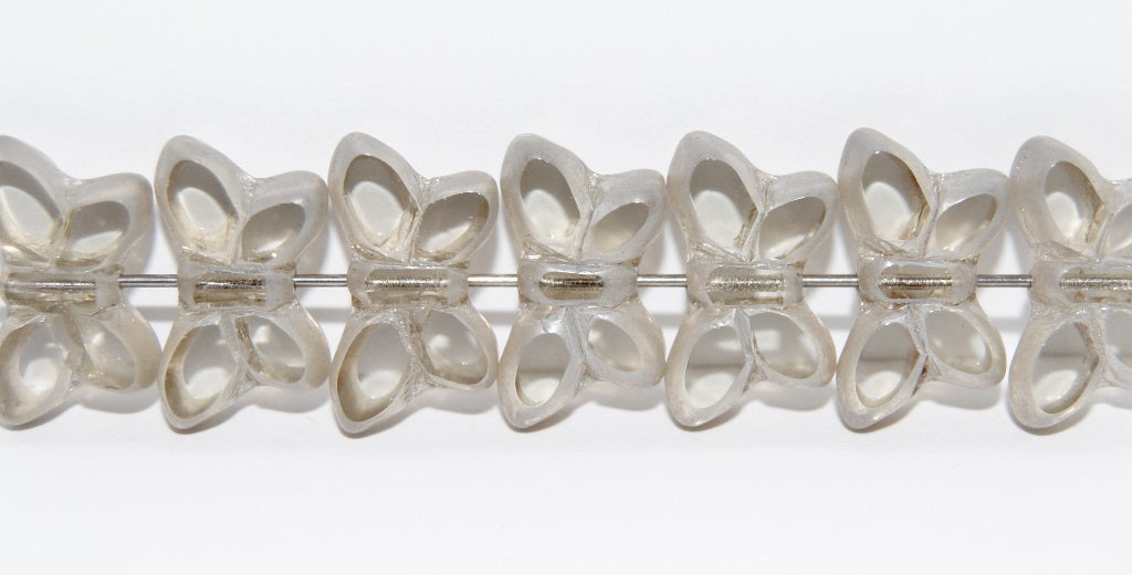 Table Cut Butterfly Beads, Gray Luster Cream (40010-14401), Glass, Czech Republic