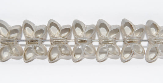 Table Cut Butterfly Beads, Gray Luster Cream (40010-14401), Glass, Czech Republic