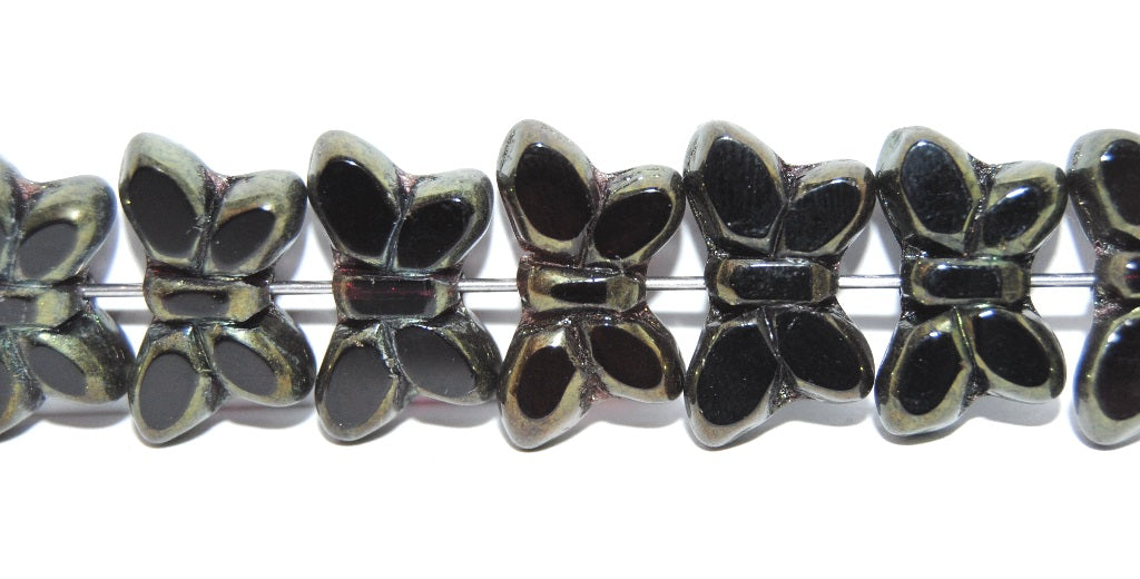 Table Cut Butterfly Beads, Black Luster Red Full Coated (2398020310-14495), Glass, Czech Republic