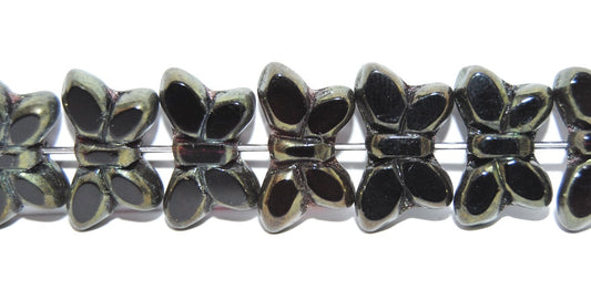 Table Cut Butterfly Beads, Black Luster Red Full Coated (2398020310-14495), Glass, Czech Republic