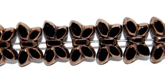 Table Cut Butterfly Beads, Black Bronze (2398020310-14415), Glass, Czech Republic