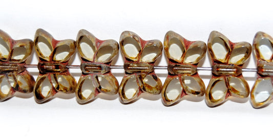 Table Cut Butterfly Beads, Gray Travertin (40010-86800), Glass, Czech Republic