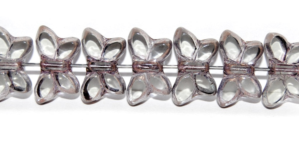 Table Cut Butterfly Beads, Gray Bronze (40010-14415), Glass, Czech Republic