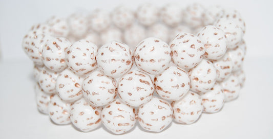 Round Pressed Glass Beads Orange Fruit, White Copper Lined (02010-54200), Glass, Czech Republic