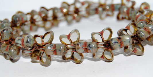 Table Cut Butterfly Beads, Gray Picasso (40010-43400), Glass, Czech Republic