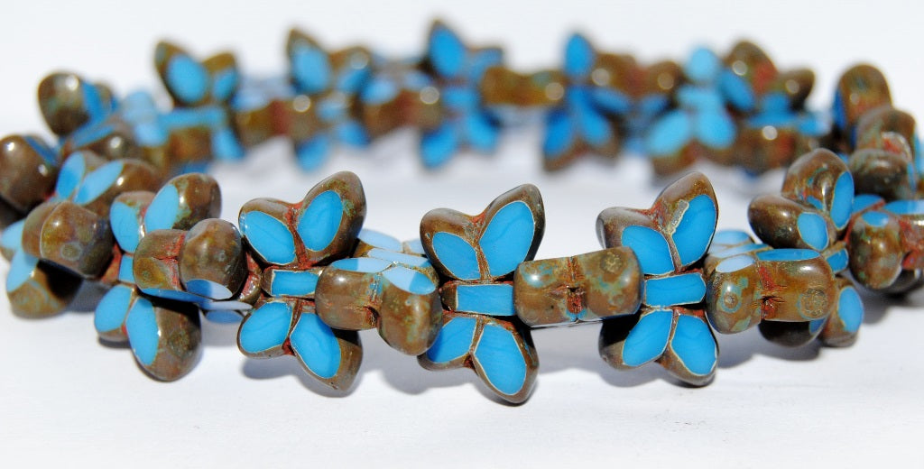 Table Cut Butterfly Beads, Blue Travertin (62010-86800), Glass, Czech Republic