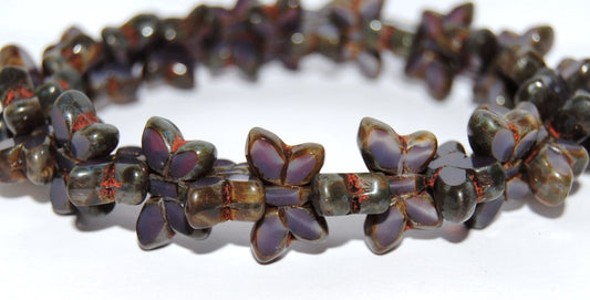 Table Cut Butterfly Beads, Silky Lavender Travertin (21350-86800), Glass, Czech Republic