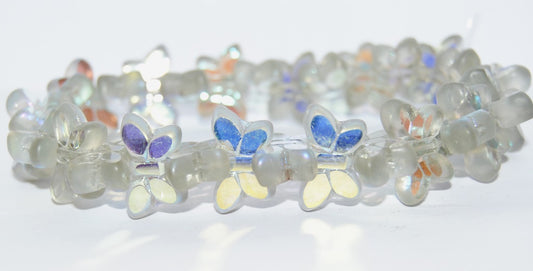 Table Cut Butterfly Beads, Gray Ab (40010-AB), Glass, Czech Republic