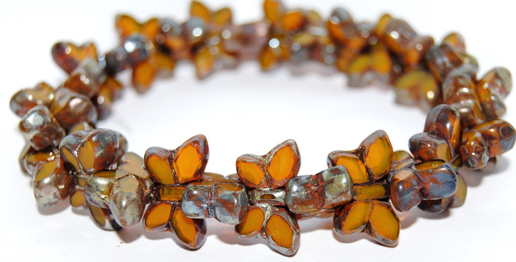 Table Cut Butterfly Beads, 81220 Picasso (81220-43400), Glass, Czech Republic
