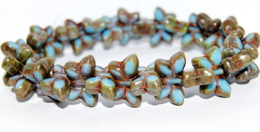 Table Cut Butterfly Beads, 37113 Picasso (37113-43400), Glass, Czech Republic