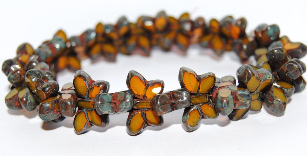 Table Cut Butterfly Beads, 81220 Travertin (81220-86800), Glass, Czech Republic