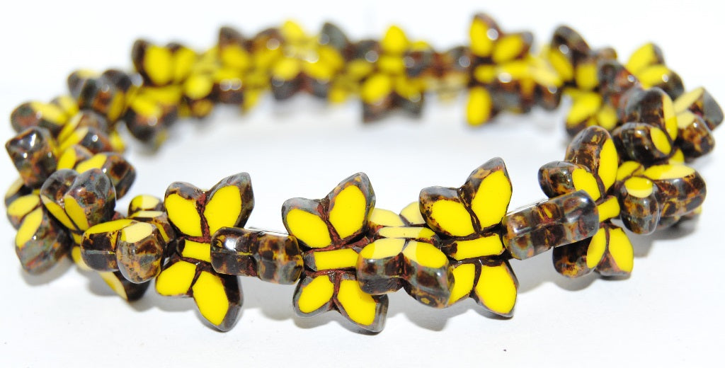 Table Cut Butterfly Beads, Yellow Travertin (83120-86800), Glass, Czech Republic