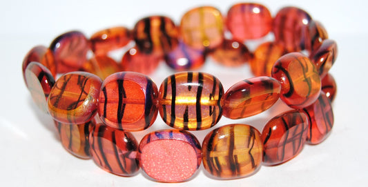 Table Cut Round Candy Beads, 8996 Glossy Red Orange (08996-48109), Glass, Czech Republic