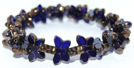 Table Cut Butterfly Beads, Transparent Blue Bronze (30090-14415), Glass, Czech Republic
