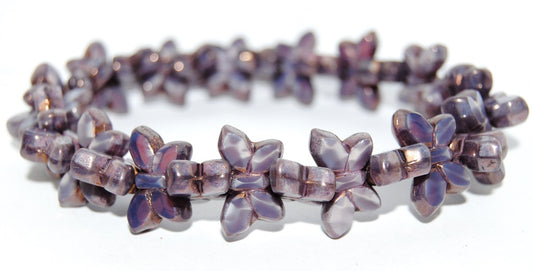 Table Cut Butterfly Beads, Silky Lavender Bronze (21350-14415), Glass, Czech Republic